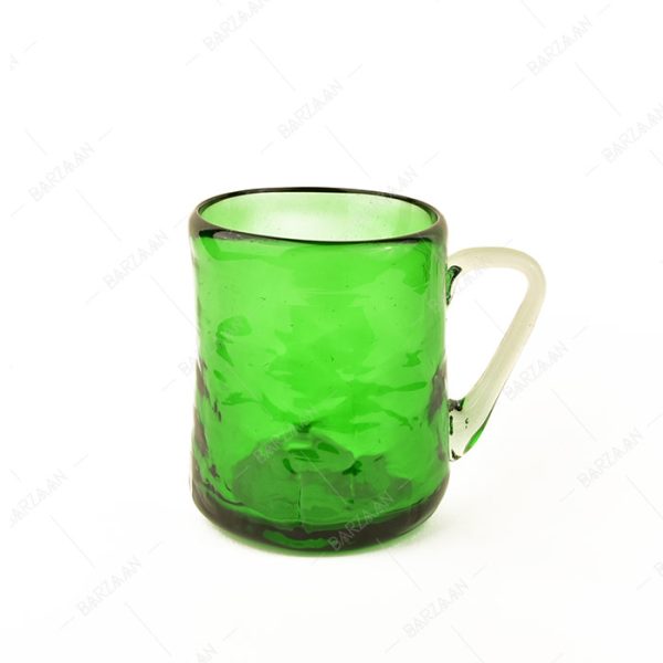 لیوان آبگینه دسته دار متوسط سبزرنگ- کد 041